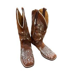 Resistol men’s brown leather western shoe boots size 9D SKU 3701